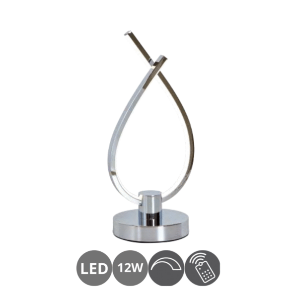 Sobremesa led LAZO 12w mando a distancia cromo