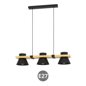 Lámpara MACCLES 3x E27 metal madera