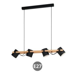 Lámpara HORNWOOD 4x E27 metal madera