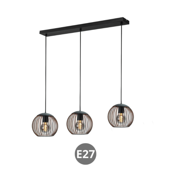 Colgante ALMANZORA 3x E27 acero negro