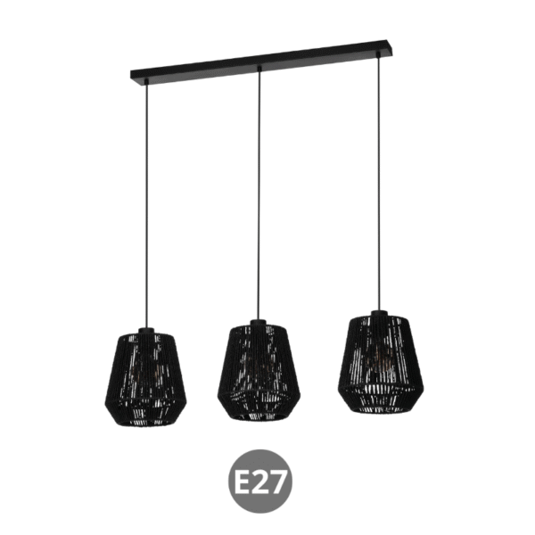 Colgante PERSELEY 3x E27 acero negro