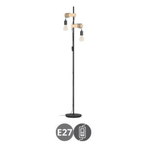 Lampara de pie TOWNSHEND 2x E27 negro madera