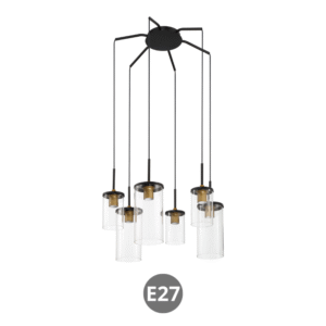 Lámpara de colgar TRIEL 6x E27 negro