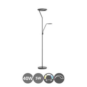 Lampara de pie led SATURN con lector 40+5w negro