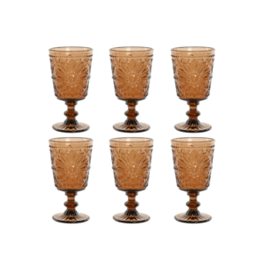 Juego de 6 copas de cristal 270ml grabado margarita