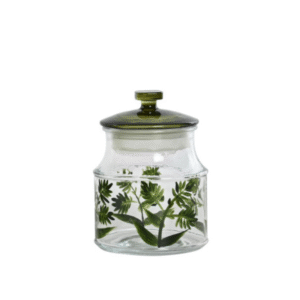 Bote de cristal con tapa 850ml transparente con hojas