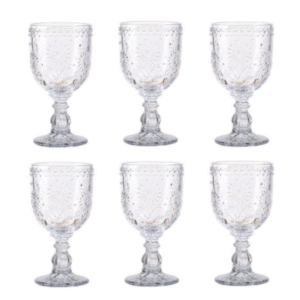 Juego de 6 copas de cristal 270ml grabado margarita