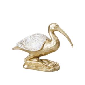 Figura CIGÜEÑA dorada damasco 18,5cm