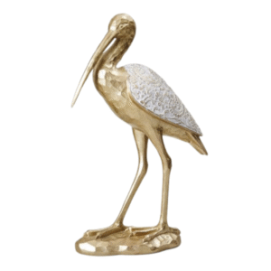 Figura CIGÜEÑA dorada damasco 41cm