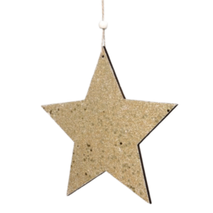Figura colgante ESTRELLA dorada 18cm madera