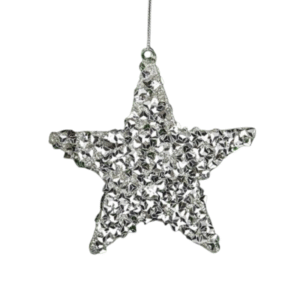 Figura colgante ESTRELLA lentejuelas 13cm plata