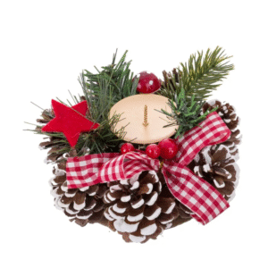 Porta vela NAVIDAD piñas 15cm