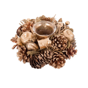 Porta vela NAVIDAD cristal 18cm dorado