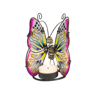 Adorno decorativo MARIPOSA rosa porta velas