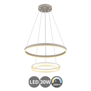 Lámpara led doble aro ZARA 30w arena mate