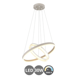 Lámpara led doble aro ZARA 30w arena mate