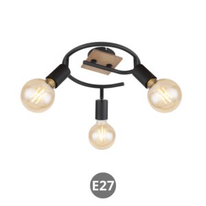 Foco MARTHA 3x E27 metal madera