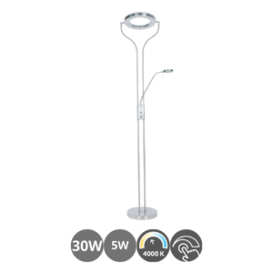 Pie salón led SMEAGOL con lector níquel satinado