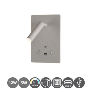 Aplique lector led MANAT 12+3w blanco
