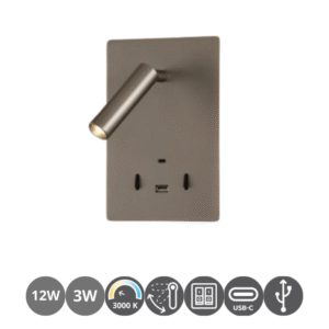 Aplique lector led MANAT 12+3w níquel mate