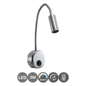 Aplique lector led EDGAR 3w cromo