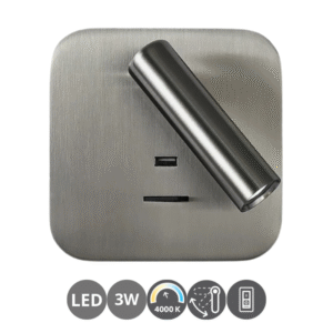 Aplique lector GIOTTO 3 watts USB con interruptor níquel