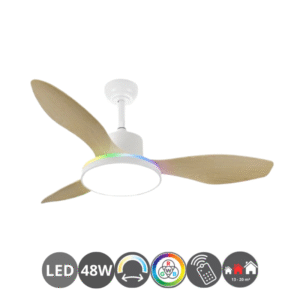Ventilador MANDALA RGB 120cm blanco haya