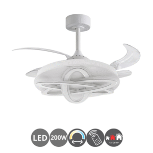 Ventilador techo SATURNO 4 aspas desplegables blanco
