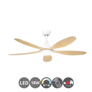 Ventilador TOBARRA 132cm blanco haya