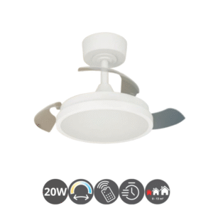 Ventilador techo MALPICA MINI 20,2w 3 aspas desplegables blanco