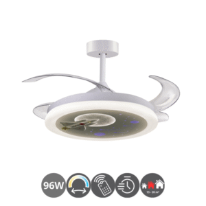 Ventilador techo infantil NAVE MINI 4 aspas desplegables blanco