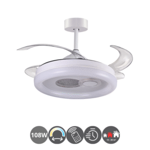 Ventilador techo HERMES 108w 4 aspas desplegables blanco