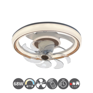 Ventilador techo oscilante BAKU 68w 7 aspas blanco haya