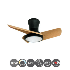 Ventilador techo compacto SKY 30w 3 aspas negro haya APP