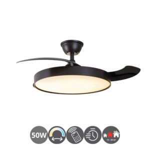 Ventilador techo SIDNEY 50w 3 aspas desplegables negro