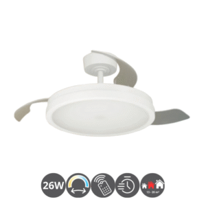 Ventilador techo MALPICA 26w 3 aspas desplegables blanco