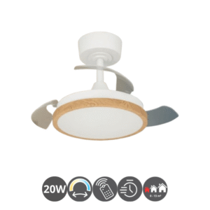 Ventilador techo MALPICA MINI 20,2w 3 aspas desplegables blanco haya84,95