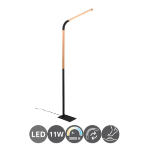 Lámpara de pie led NORRIS 3000k negro madera