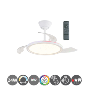 Lámpara-ventilador REXUS RGB blanco (0-13m²)