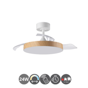 Lámpara-ventilador BETA XS blanco madera (0-13m²)