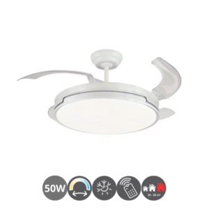 Ventilador techo EMMA XXL 4 aspas 132cm desplegables blanco