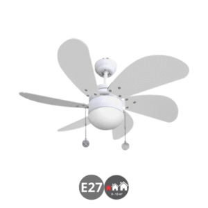 Ventilador techo DELFIN E27 con cadena 6 aspas 85cm blanco