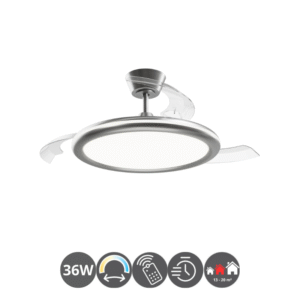 Lámpara ventilador Bombay Estilo 50/107cm acabado níquel satinado