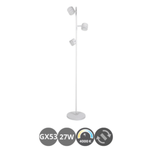 Lampara de pie ORTIGA 3x GX53 27w orientable blanco