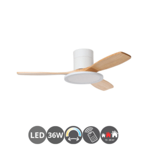 Ventilador RIGA II PL WOOD blanco haya (13-20m²)
