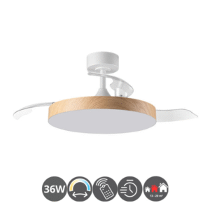 Lámpara-ventilador BETA blanco madera (13-20m²)
