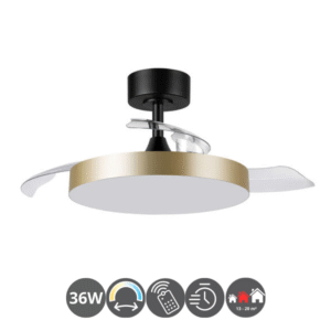 Lámpara-ventilador BETA negro oro (13-20m²)