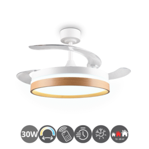 Lámpara-ventilador VOLDA blanco madera (13-20m²)