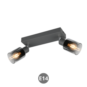 Lámpara foco CADIZ 2x E14 antracita cristal antracita