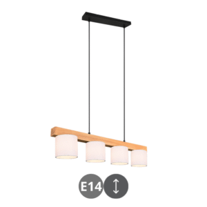 Lampara colgante CAMERON 4x E14 madera natural y blanco